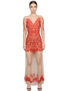 For Love & Lemons Embroidered Tulle Dress