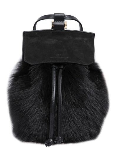 Desa Nineteenseventytwo Two Suede & Leather Backpack W/ Lamb Fur
