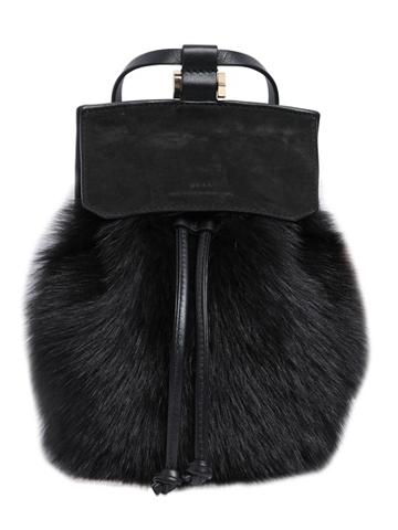 Desa Nineteenseventytwo Two Suede & Leather Backpack W/ Lamb Fur