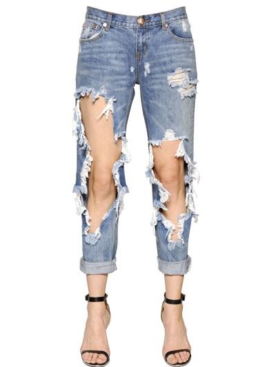 One Teaspoon Awesome Baggies Destroyed Denim Jeans