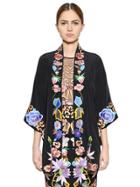 Temperley London Floral Embroidered Silk Crepe Kimono