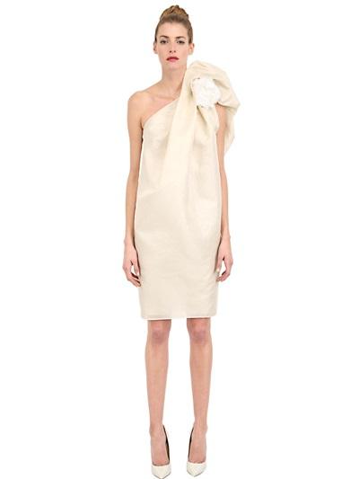 Lanvin Laminated Silk Gauze One Shoulder Dress