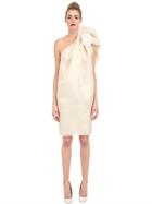 Lanvin Laminated Silk Gauze One Shoulder Dress