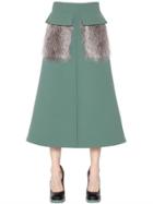 Marni Double Wool Crepe & Nutria Fur Skirt