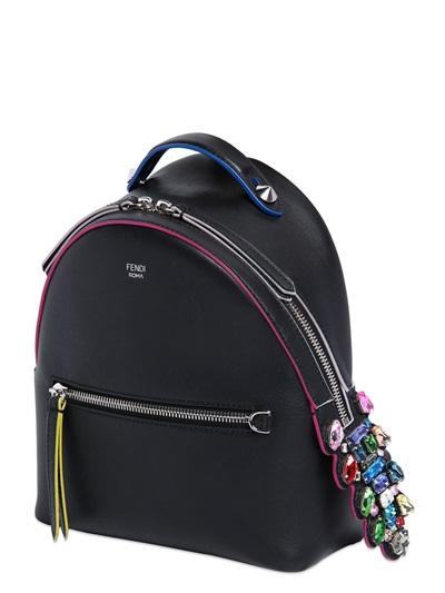 Fendi Mini Leather Backpack With Crystal Tail