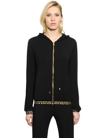 Versace Underwear Embellished Viscose Jersey Sweatshirt