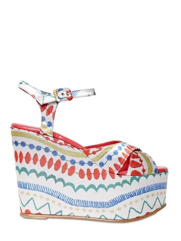 Massimo Lonardo 120mm Printed Satin Platform Wedges