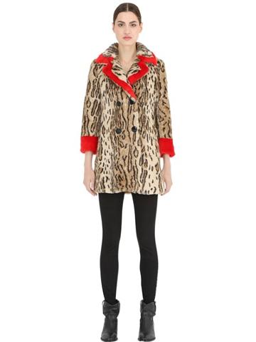 De'hart Leopard Printed Faux Fur Coat