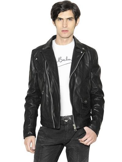 Pierre Balmain - Nappa Leather Leather Biker Jacket