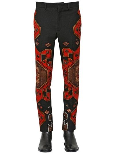 Givenchy 17cm Carpet Printed Wool Flannel Pants