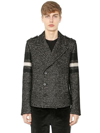 Neil Barrett Striped Wool Blend Peacot