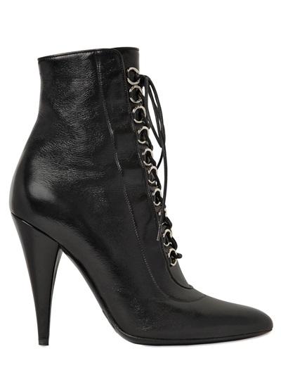 Saint Laurent 105mm Fetish Lace-up Leather Ankle Boots