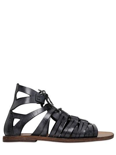 Dolce & Gabbana - Washed Leather Ankle Sandals