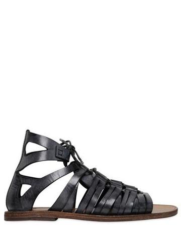Dolce & Gabbana - Washed Leather Ankle Sandals