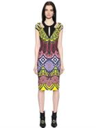 Just Cavalli Printed Viscose Jersey Dress W/ Cutouts