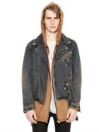 Perdre Haleine Washed Cotton Denim Biker Jacket