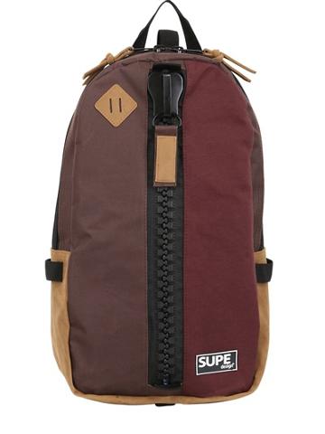 Supe Design Nylon Canvas & Faux Suede Day Backpack