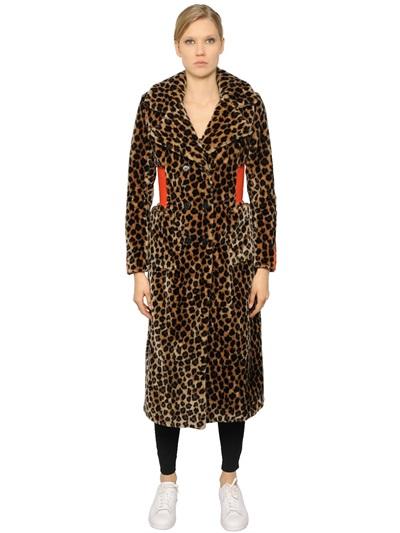 Omelya Leopard Printed Faux Fur Coat