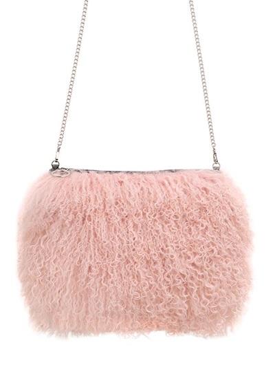 House Of Holland Sheep Fur Chain Clutch