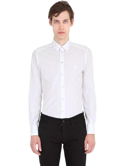 Dolce & Gabbana Crown Embroidery Cotton Poplin