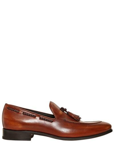 Bruno Magli - Hand Brushed Tasseled Leather Loafers