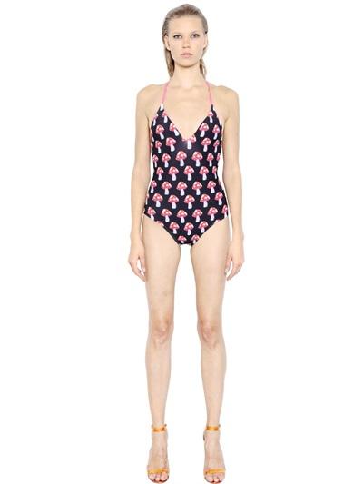 House Of Holland Mushroom Print Lycra One Piece Swimsuit
