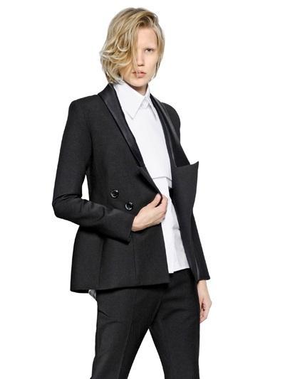 Ellery - Open Back Wool & Silk Satin Jacket
