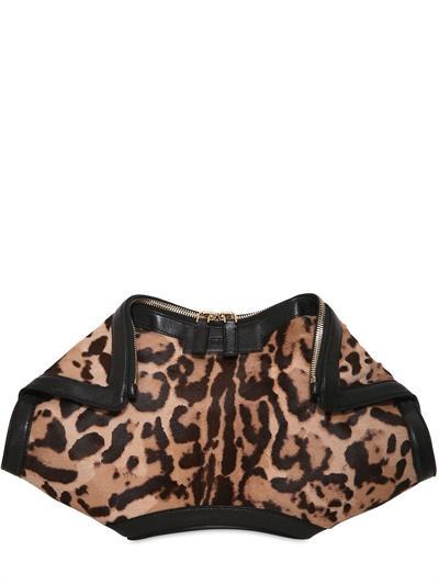 Alexander Mcqueen - Leopard Printed Pony De Manta Clutch