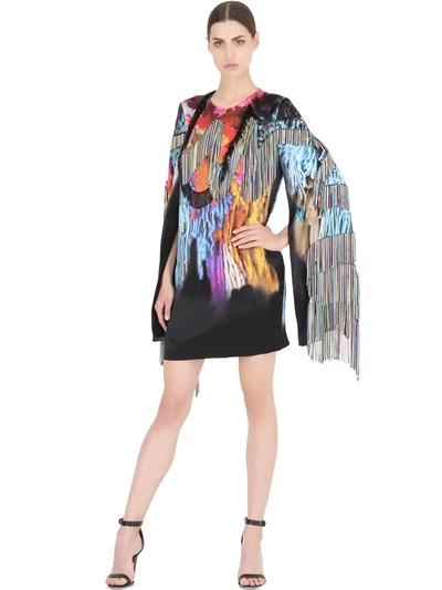 Maurizio Pecoraro Printed & Fringed Silk Dress
