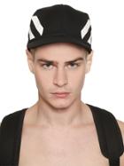 Off White Striped Cotton Canvas Baseball Hat