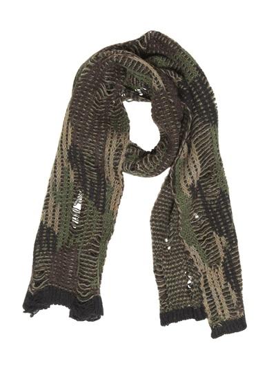 Diesel Camouflage Shredded Knit Scarf