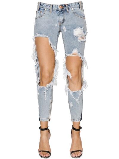 One Teaspoon Freebirds Destroyed Cotton Denim Jeans