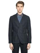 Manuel Ritz Slim Fit Wool Blend Black Watch Jacket