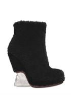 Fendi 130mm Shaved Shearling Wedge Boots