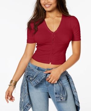 American Rag Juniors' Cropped Lace-trim Top, Created For Macy's
