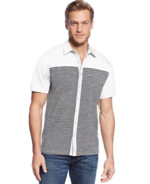 Alfani Black Fred Feeder-stripe Shirt