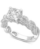 Diamond Cluster Swirl Engagement Ring (1 Ct. T.w.) In 14k White Gold