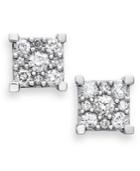 Diamond Square Cluster Earrings In 14k White Gold (1/2 Ct. T.w.)