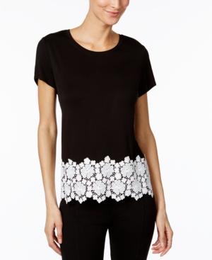 Inc International Concepts Petite Crochet-hem Top, Only At Macy's