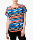 Bar Iii Short-sleeve Striped Top, Only At Macy's