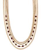 Dkny Gold-tone Pave & Stone Multi-row Collar Necklace, 16 + 3 Extender, Created For Macy's