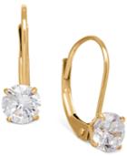 Solitaire Cubic Zirconia Hoop Earrings In 14k Yellow, White, And Rose Gold