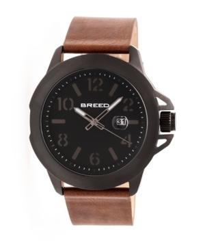 Breed Quartz Bryant Silver And Black Leather Watches 44mm