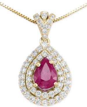 Rare Featuring Gemfields Certified Ruby (5/8 Ct. T.w.) And Diamond (3/8 Ct. T.w.) Pendant Necklace In 14k Gold