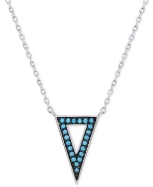 Manufactured Turquoise Triangle Pendant Necklace In Sterling Silver