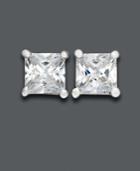 B. Brilliant Sterling Silver Earrings, Square Cubic Zirconia Studs (1 Ct. T.w.)