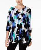 Jm Collection Floral-print Keyhole Tunic, Created For Macy's