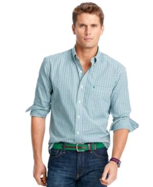 Izod Big And Tall Long-sleeve Essential Tattersall Checked Shirt