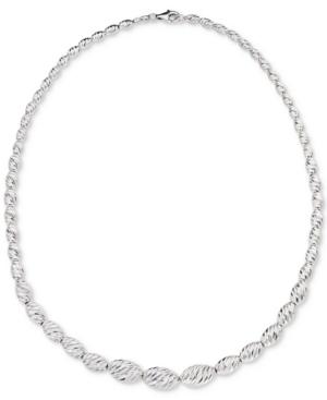 Giani Bernini Beaded Link 18 Graduated Collar Necklace In Sterling Silver, Created For Macy's