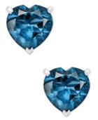 Blue Topaz Heart Stud Earrings (1-5/8 Ct. T.w.) In Sterling Silver